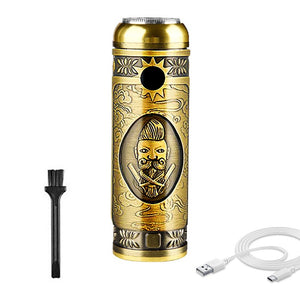 Mini Rasoio Portatile con Lame 2 Rotanti Design Vintage Ricarica USB