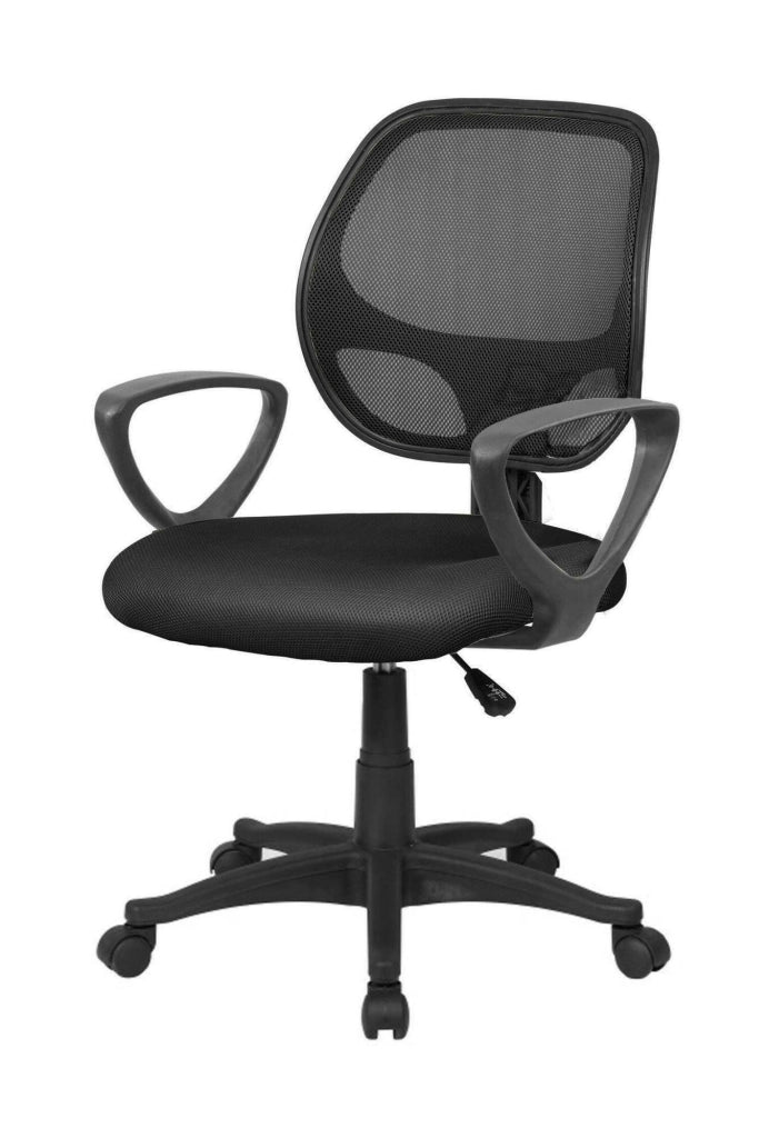 Sedia da ufficio Filiberta, Poltrona operativa a rete con braccioli, Seduta ergonomica da ufficio, 56x57h88/100 cm, Nero
