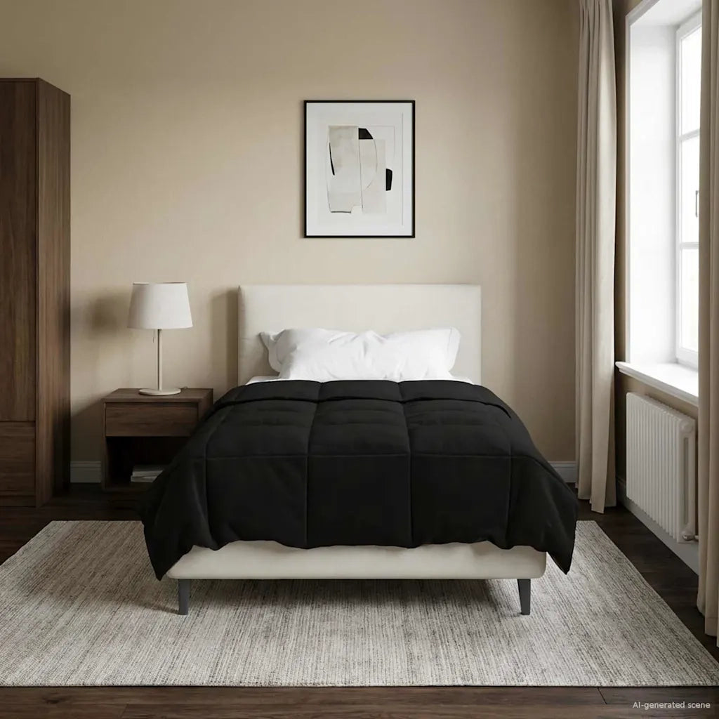 Duvet Estivo Trapuntato Nero 135 x 220 cm Microfibra 42025934