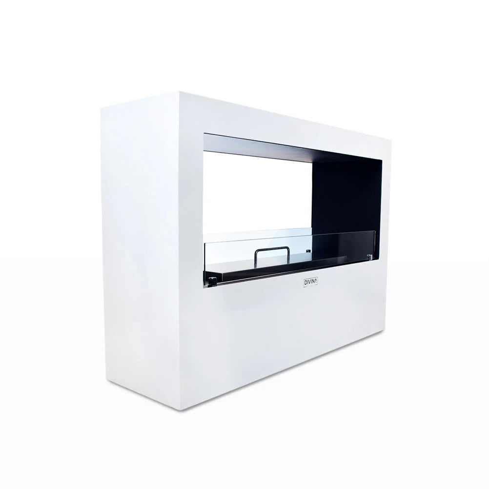 Camino a bioetanolo da terra per interno esterno Giotto S Bianco 100x30x70
