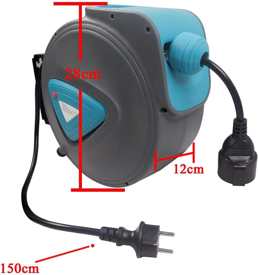 Avvolgicavo automatico per esterni, con cavo di prolunga da 20 m, avvolgicavo con rotazione a 180°, montaggio a parete
