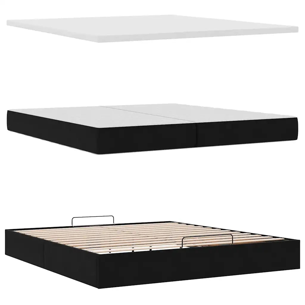 Struttura Letto Pouf con Materassi Nero 200x200 cm Velluto 3312646