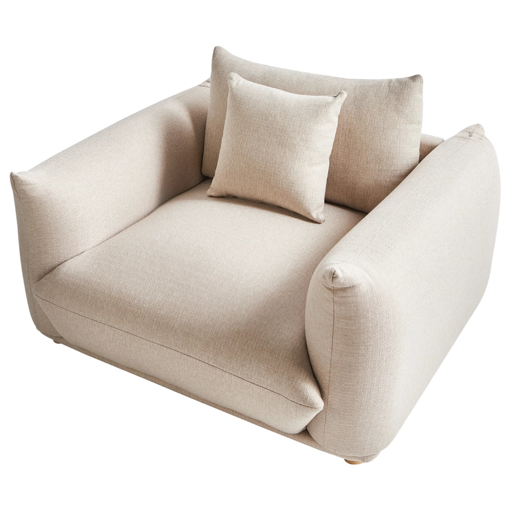 Set di divani in tessuto beige chiaro a 5 posti con cuscini e poltrone Divano da soggiorno