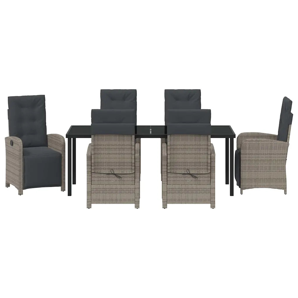 Set da Pranzo per Giardino con cuscino 7 pcs Grigio polyrattan 3380328