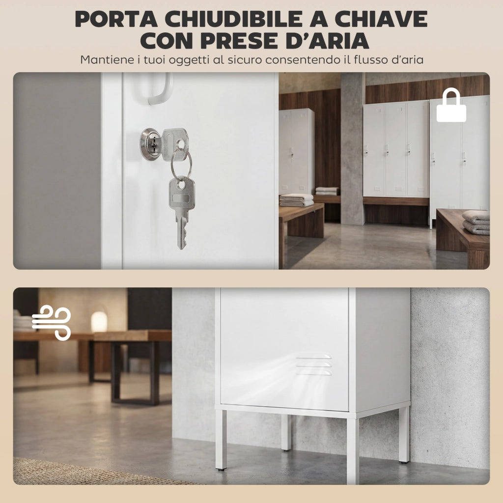 Armadio Bianco con Ante, Portanome e Appendiabiti ¨C Minimal ¨C 40x40x179 cm