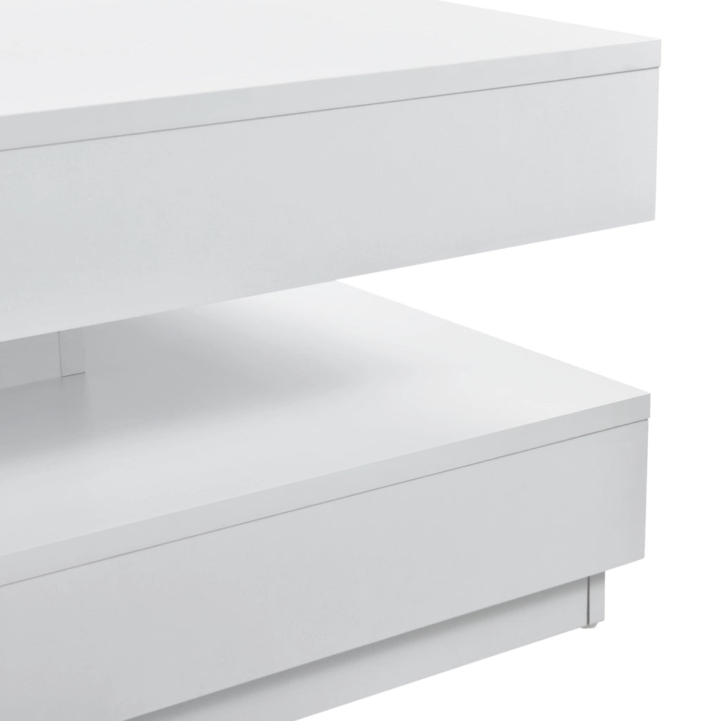 Tavolino da Caffè Florenz con Piano Girevole per Salotto Soggiorno 76 x 76 x 38 cm - Bianco [en.casa]