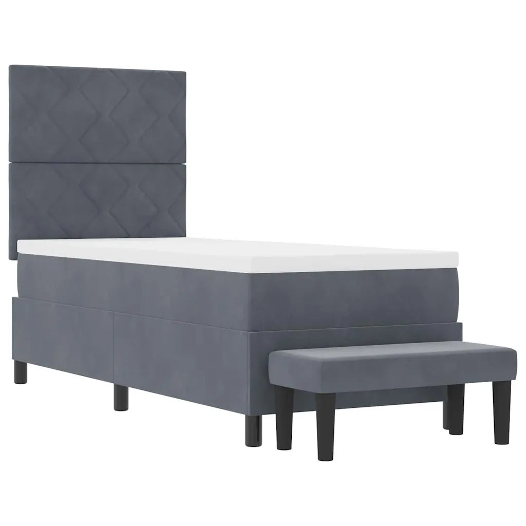 Letto a molle con materasso Grigio scuro 80 x 200 cm Velluto 3344541