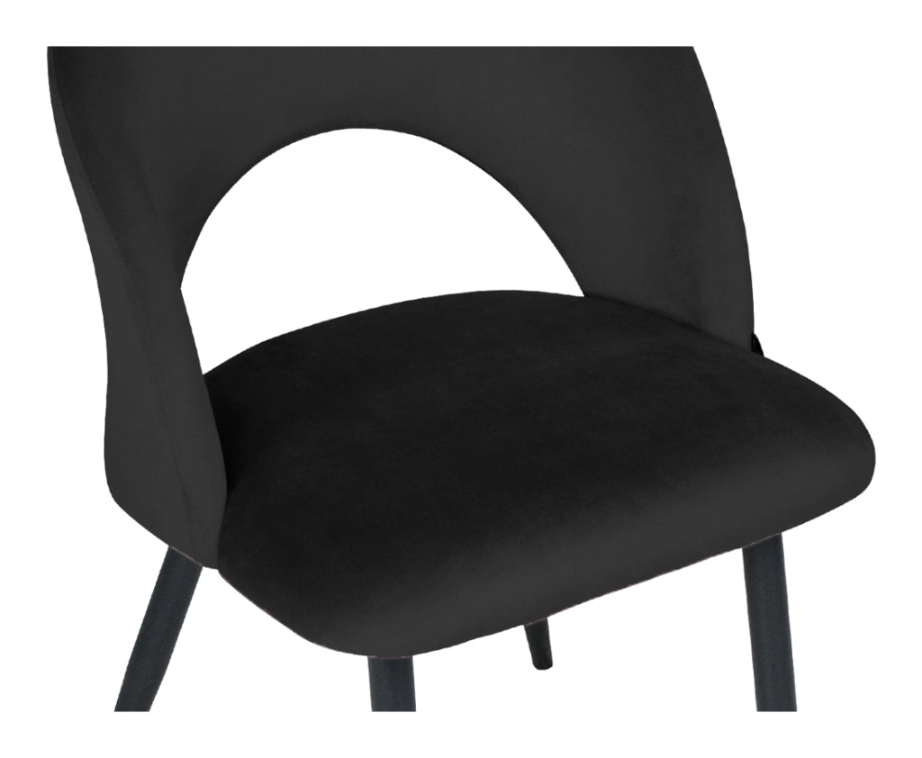 Sedia da pranzo imbottita in velluto nero - Zoe (2 pz) - SD10ZOPM