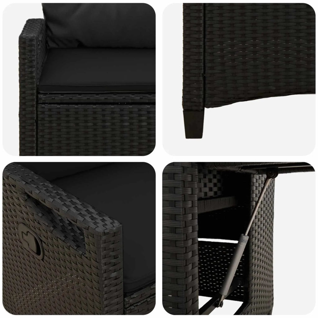 Sedia da giardino reclinabile Nero 56 x 60 x 112 cm polyrattan 42026839
