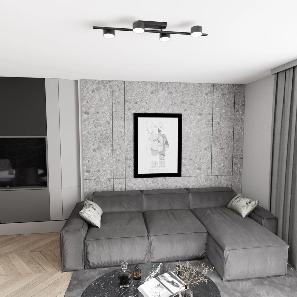Lampada da soffitto BET 4 in acciaio nero opaco