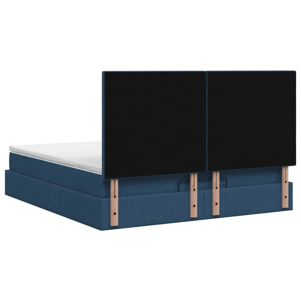 Letto Ottomano con Materasso e LED Blu 160 x 200 cm Tessuto 3458172