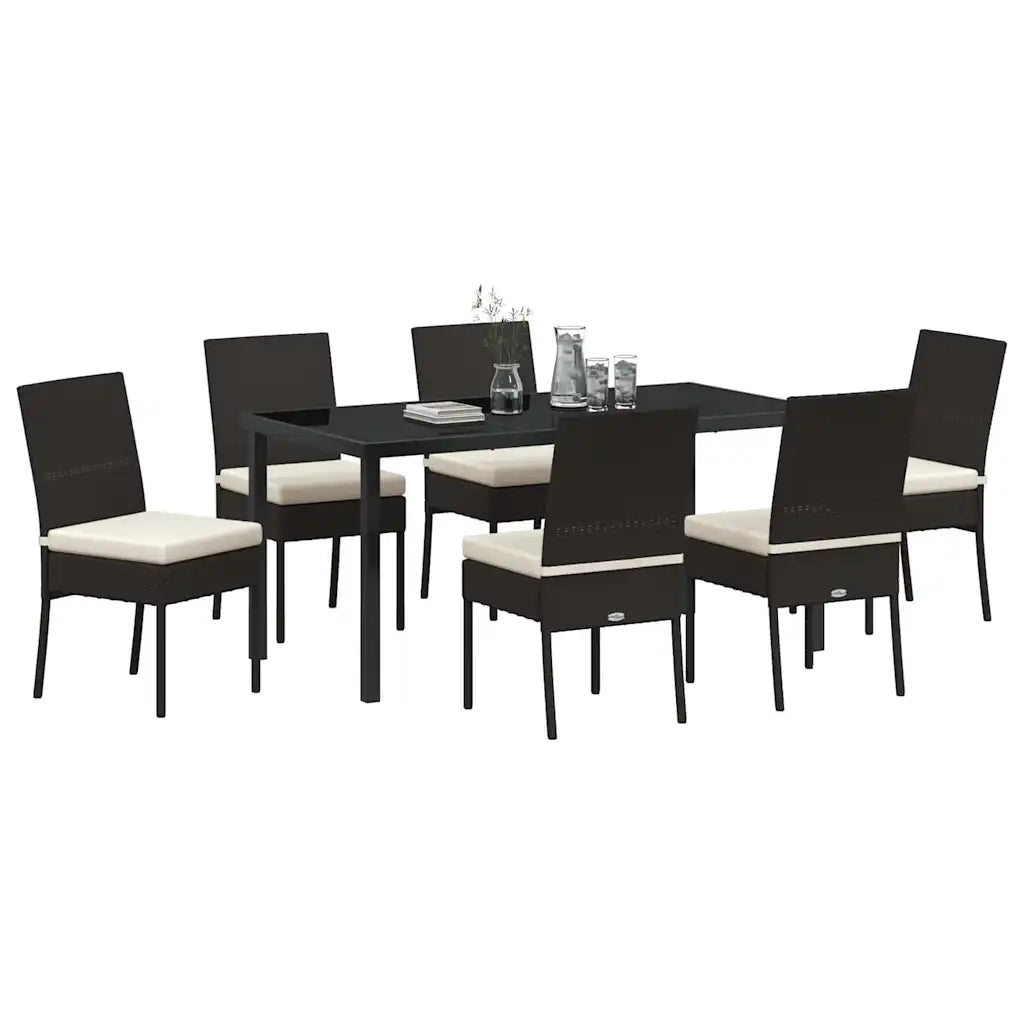 Set da Pranzo per Giardino 7 pcs Nero