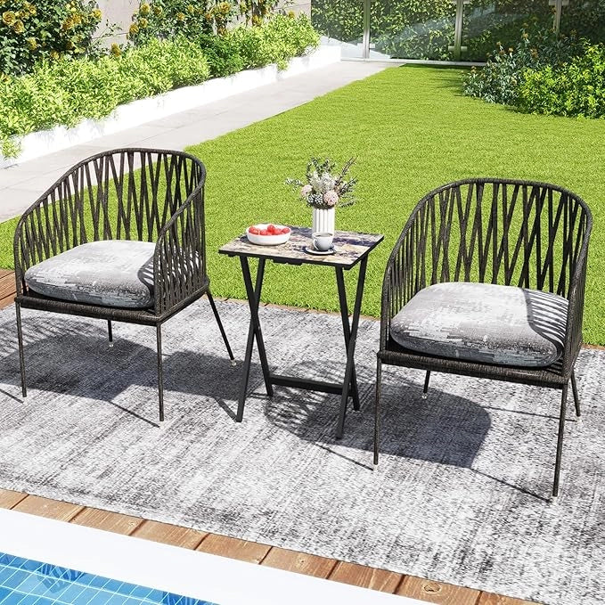 Set di 4 Tavolini Pieghevoli, Tavolio da Giardino in Legno, Maniglia per il Trasporto, Tavolino Laterale Portatile per Giardino Balcone Soggiorno, Portata 30 kg, 48 x 40 x 67 cm