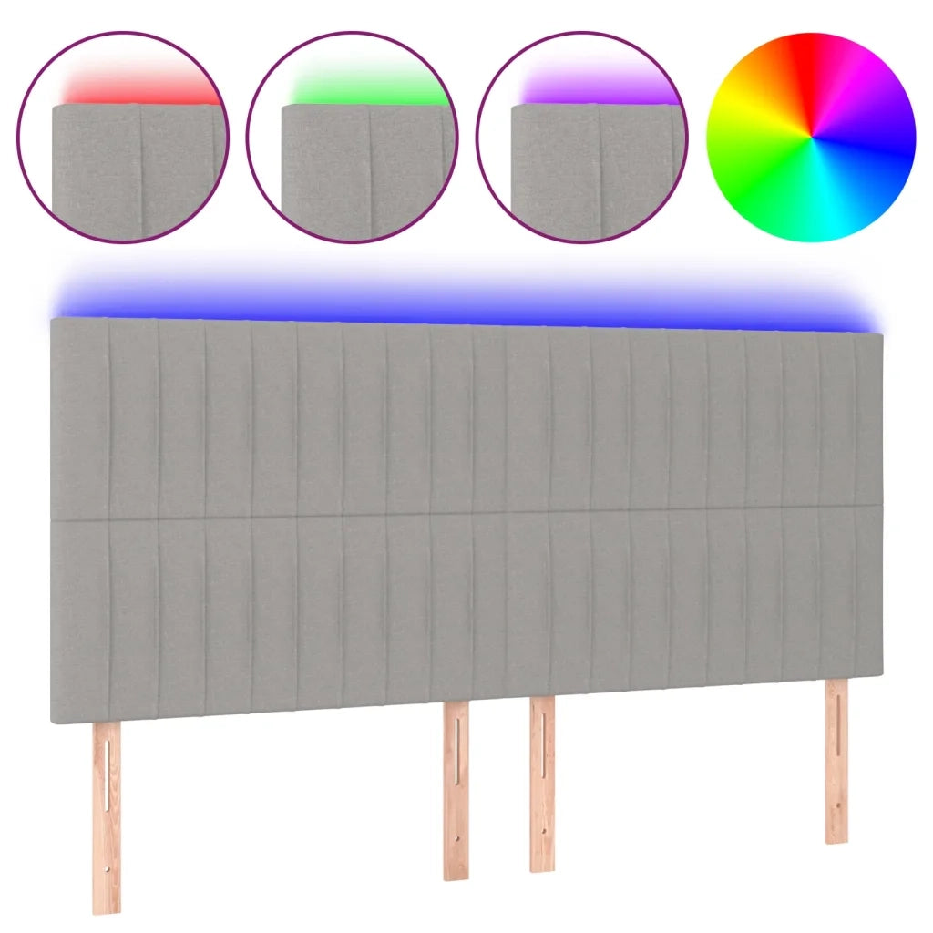 Testiera a LED-Testata con LED Grigio Chiaro 160x5x118/128 cm in Tessuto 391532