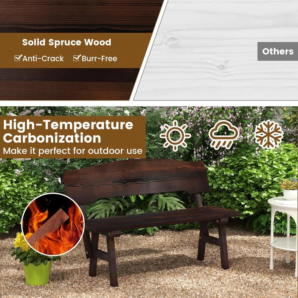 Panchina da giardino in legno, con schienale, per esterni, resistente alle intemperie, portata fino a 325 kg, per balcone, giardino, terrazza, 120 x 51 x 78 cm