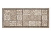 Tappeto Passatoia Runner Cucina Antiscivolo Lavabile Disegno Maiolica Suardi - 55x280 - Tortora