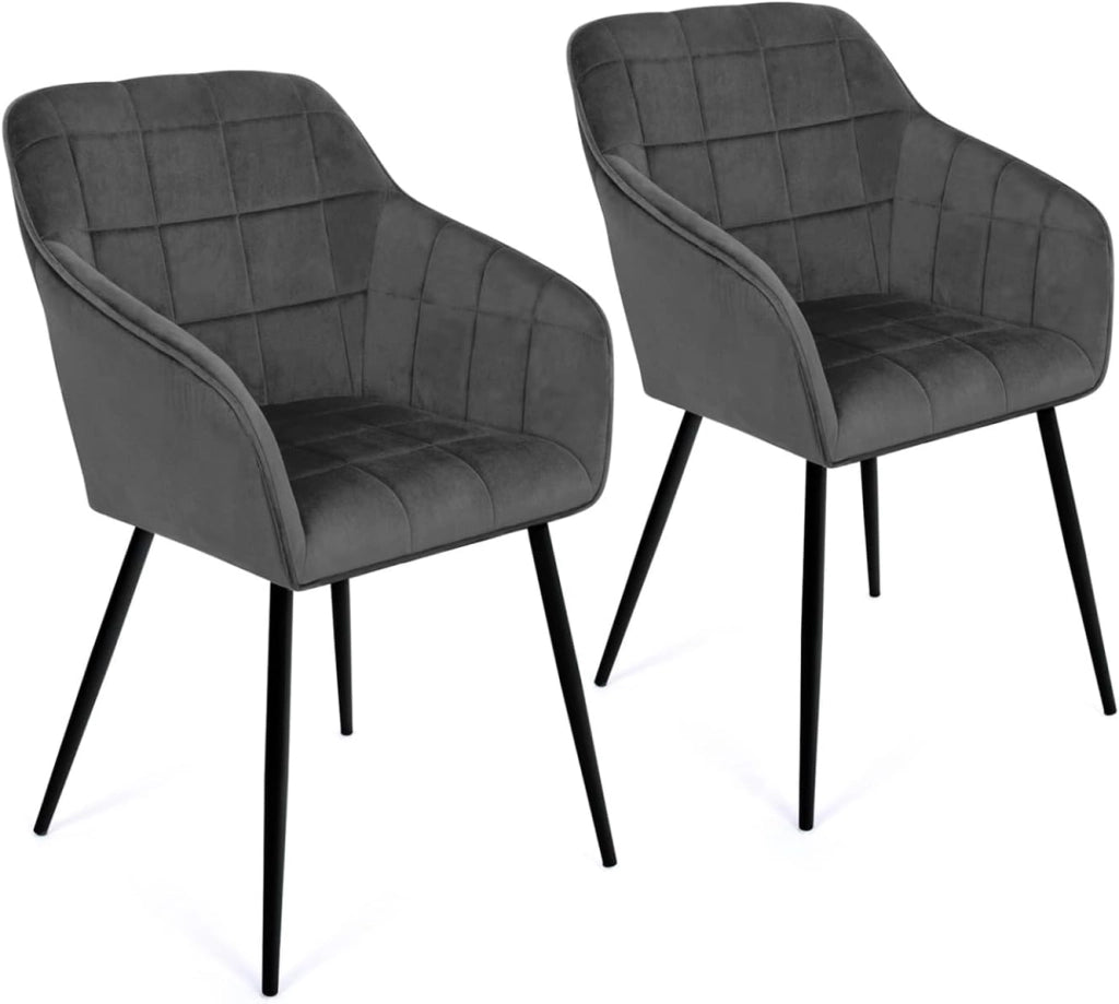 Set di 2 sedie MADY in velluto grigio con braccioli
