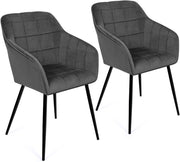Set di 2 sedie MADY in velluto grigio con braccioli