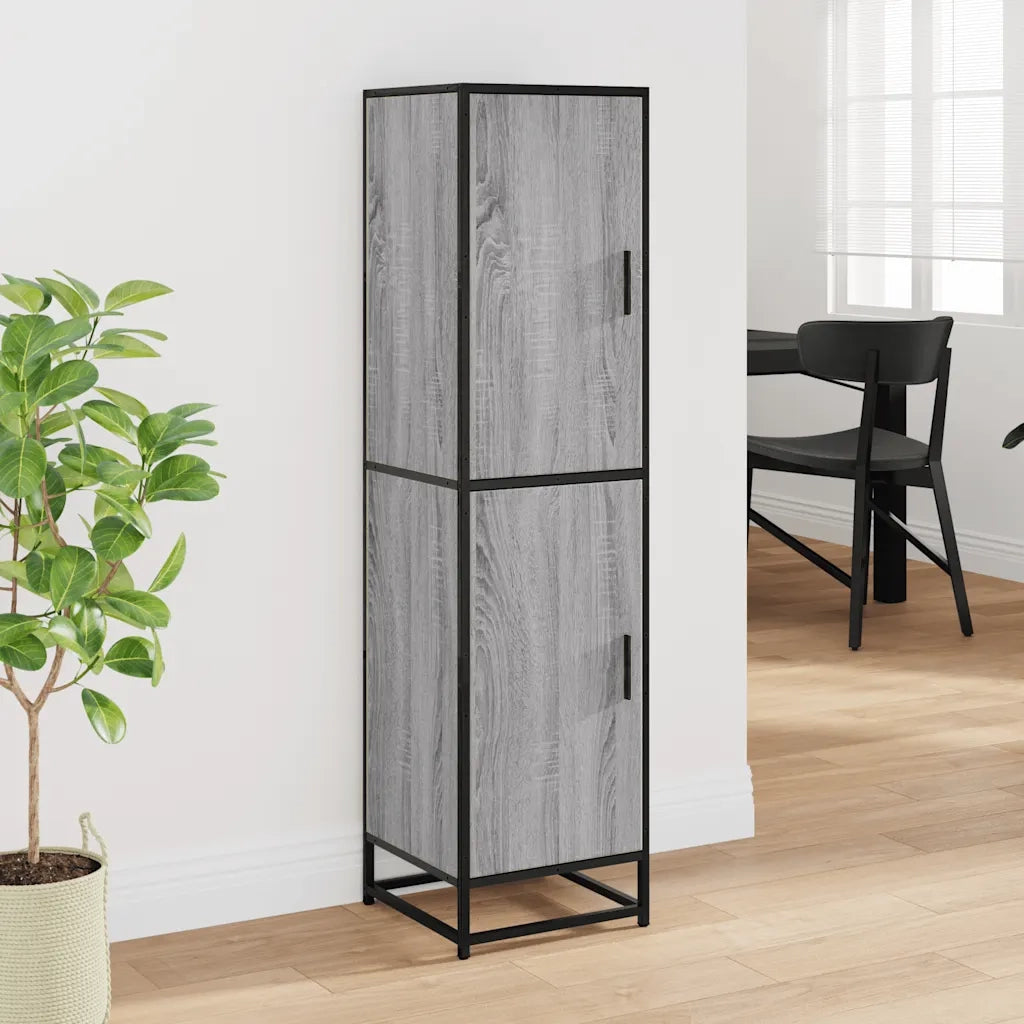 Credenza | Madia | Buffet da pranzo | Armadio da pranzo Grigio Sonoma 35,5x35x139 cm Legno Multistrato Metallo