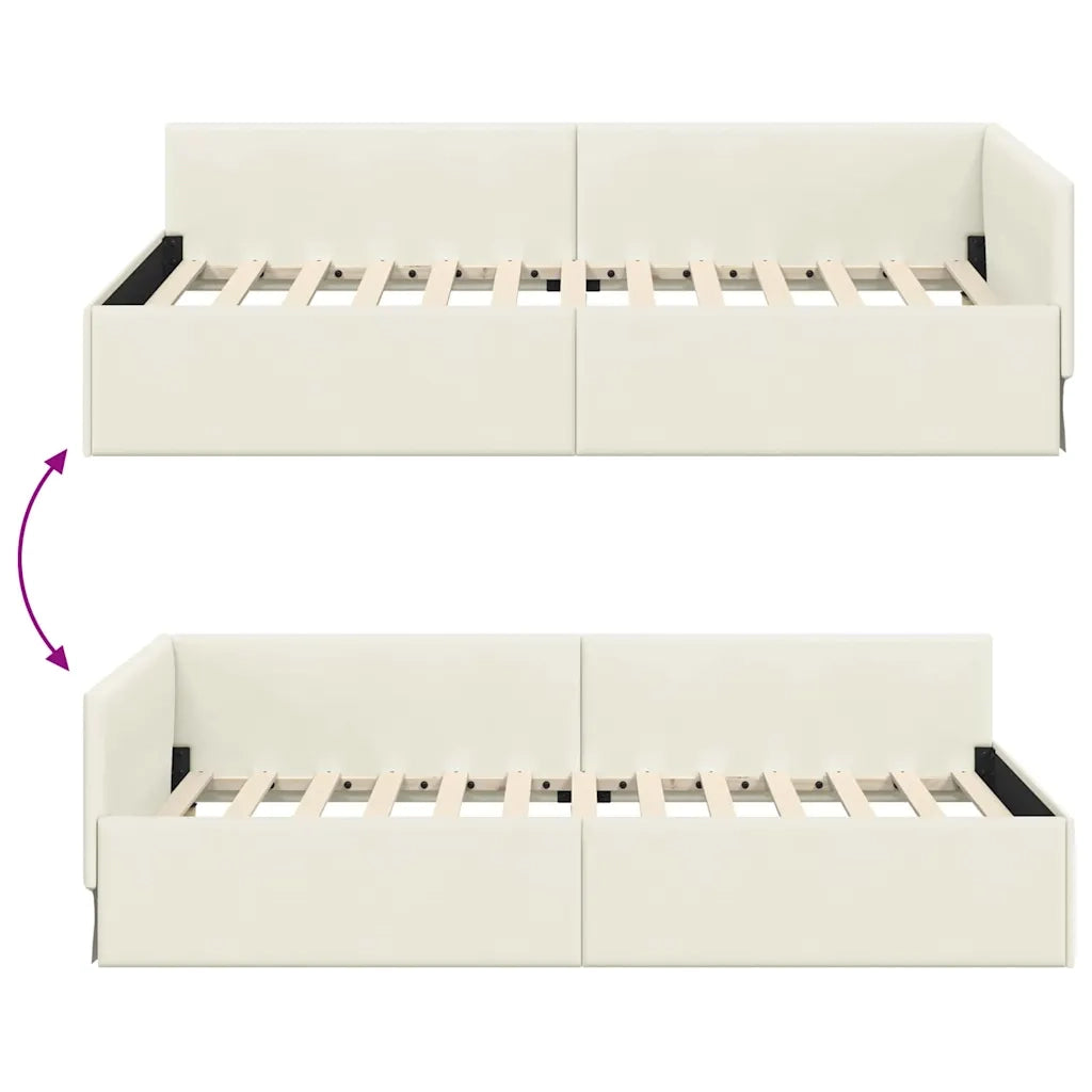 vidaXL Cornice del letto ad angolo Altro Crema 90 x 190 cm