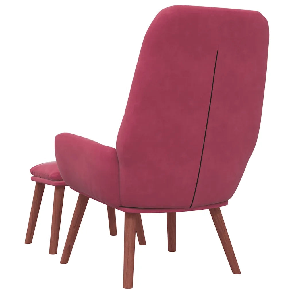 Poltrona Relax con Poggiapiedi Rosso Vino in Velluto 3315143