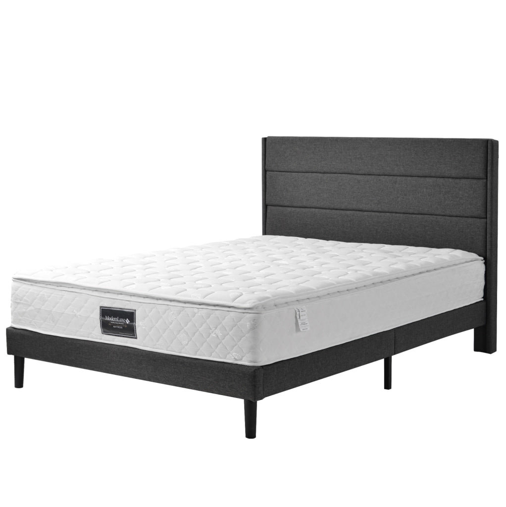 Letto matrimoniale contenitore con alzata idraulica 140x200 cm in lino beige