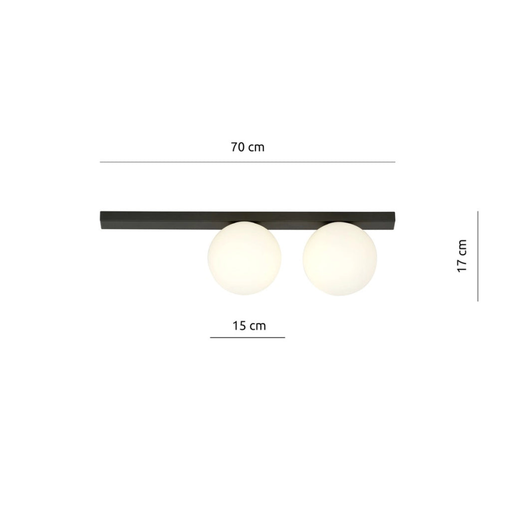 Lampada a parete FIT in acciaio nero opaco e vetro opalino