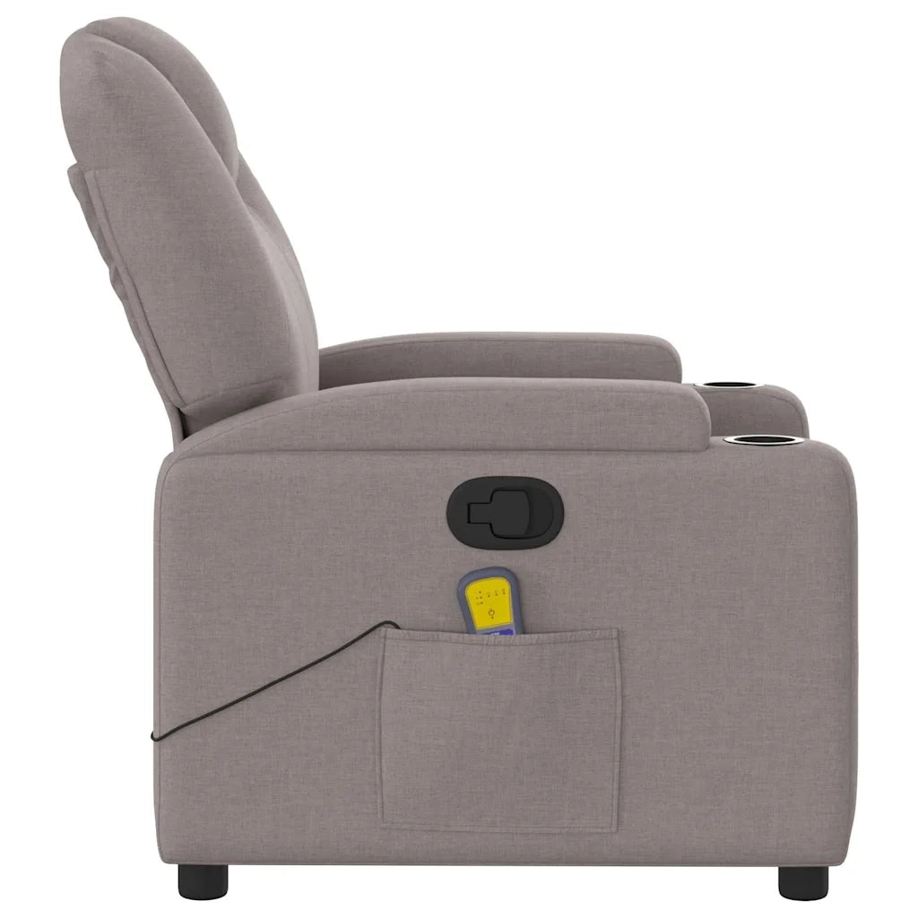 Poltrona Massaggiante | Sedia Relax Reclinabile Tortora in Tessuto