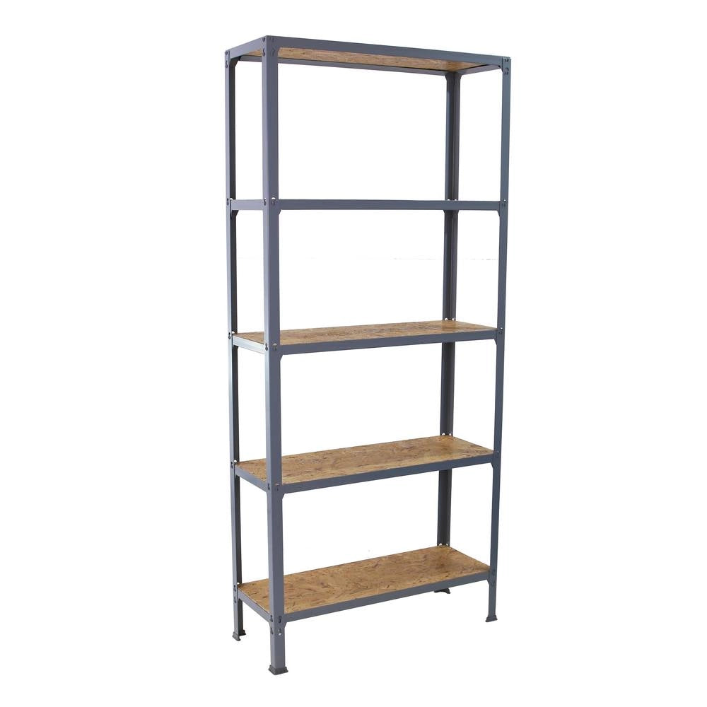 Scaffale in metallo Simon Rack senza viti colore grigio/osb 5 ripiani 1800x800x300 mm Made in Spain