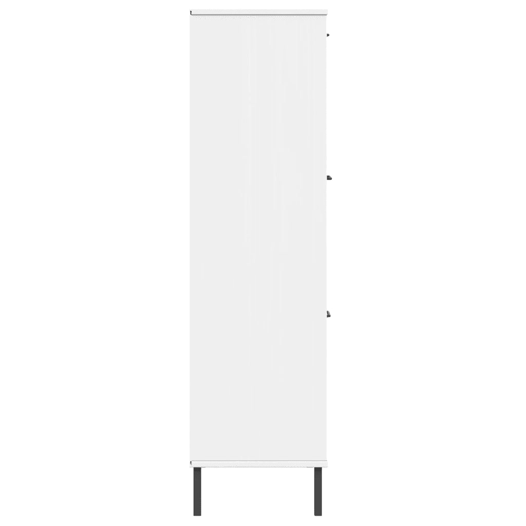 Libreria Gambe Metallo Bianco 90x35x128,5cm Legno Massello OSLO