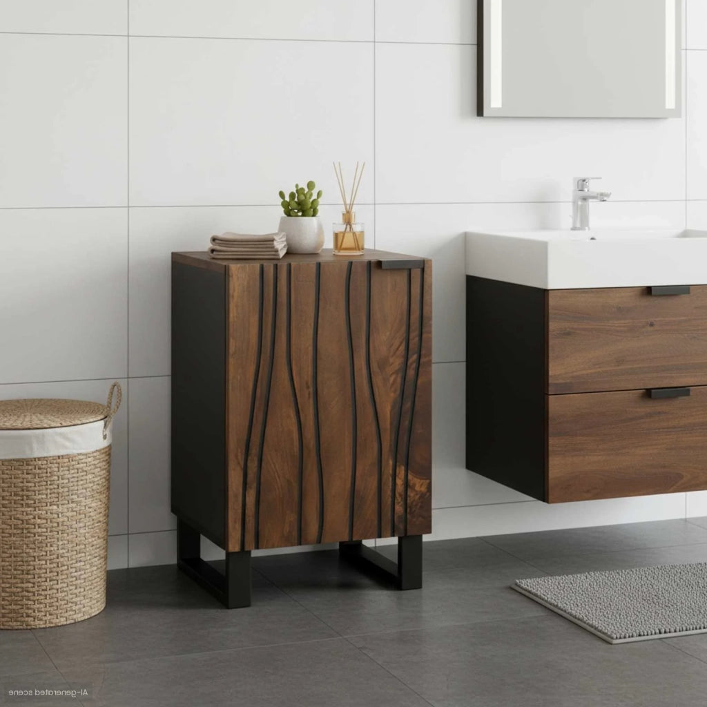 Armadio per Lavabo da Bagno con porta Noce 38 x 33,5 x 58 cm 4018029