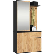 Scarpiera ingresso con appendiabiti ENTRO AKORD Nero, Quarcia Craft 95x183x35 cm