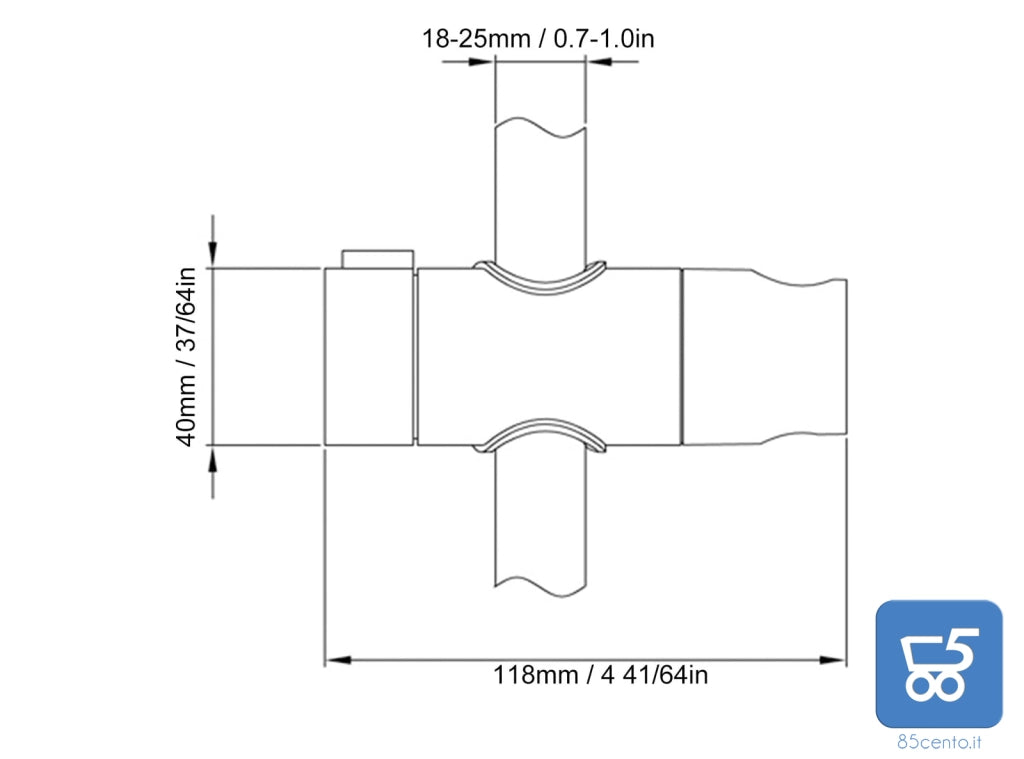 Supporto per soffione Doccia per Barra di Scorrimento Morsetto con Guida a Fibbia Dritta Comodo Regolabile a 360° per Tubo da 18‑25 mm