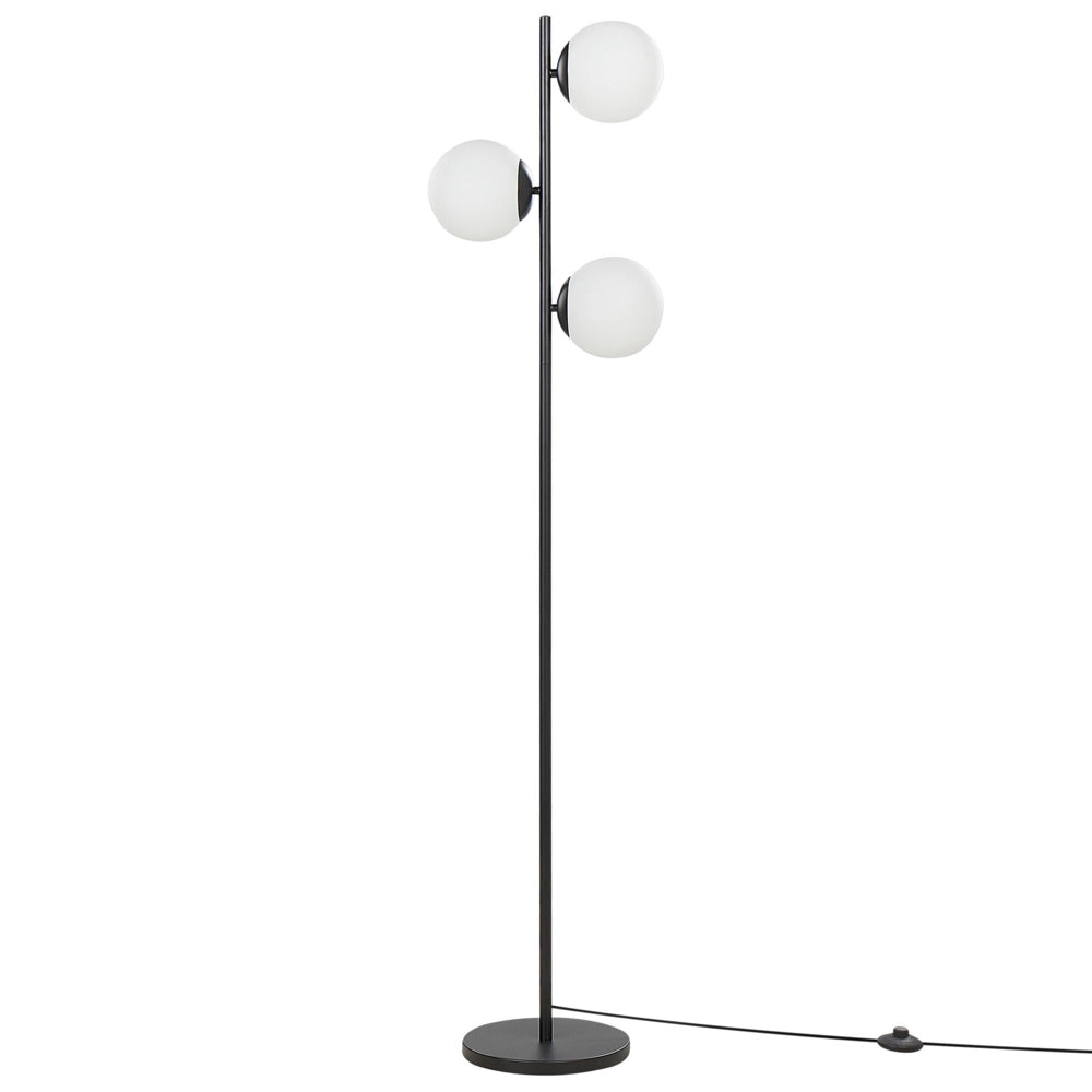 Lampada da Terra in Metallo dorato 3 punti luce Tonalità Bianche Rotonde design moderno contemporaneo