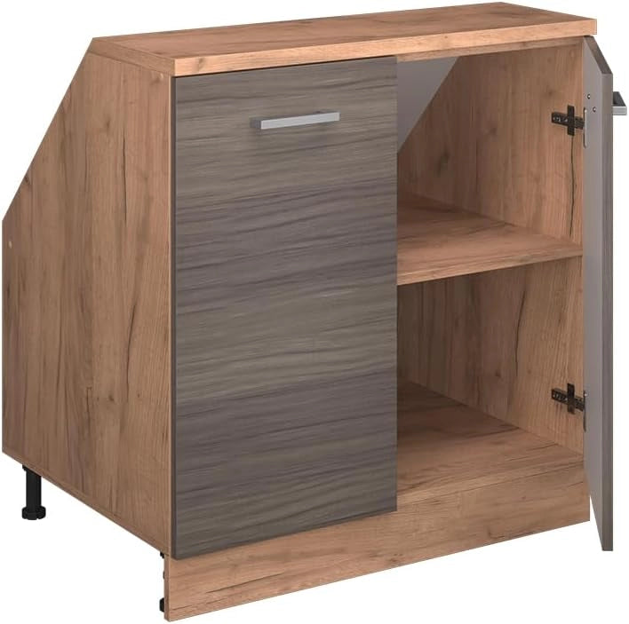 Mobile sottotetto Rion, Grigio nobile, 80 x 81.6 cm con 2 porte, carcassa 60 cm profondità, adatto per il salvaspazio sotto tetti spioventi
