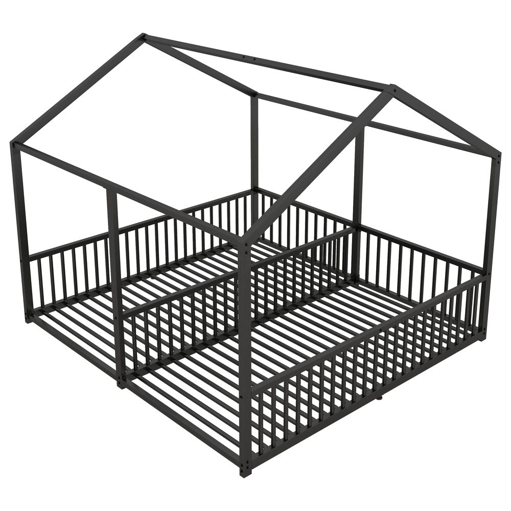 Letto per Bambini a Castello Casetta - MINIMAL - Metallo Nero 90x200 Senza Materasso