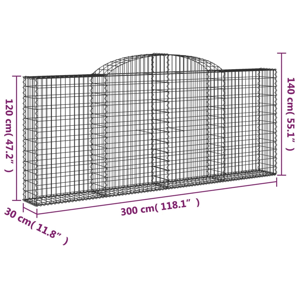 Cesti Gabbioni ad Arco 6 pz 300x30x120/140 cm Ferro Zincato 3146543