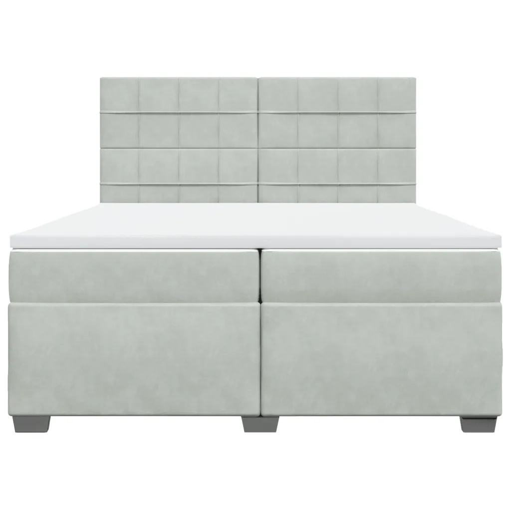 Giroletto a Molle con Materasso Grigio Chiaro 200x200cm Velluto 3291002