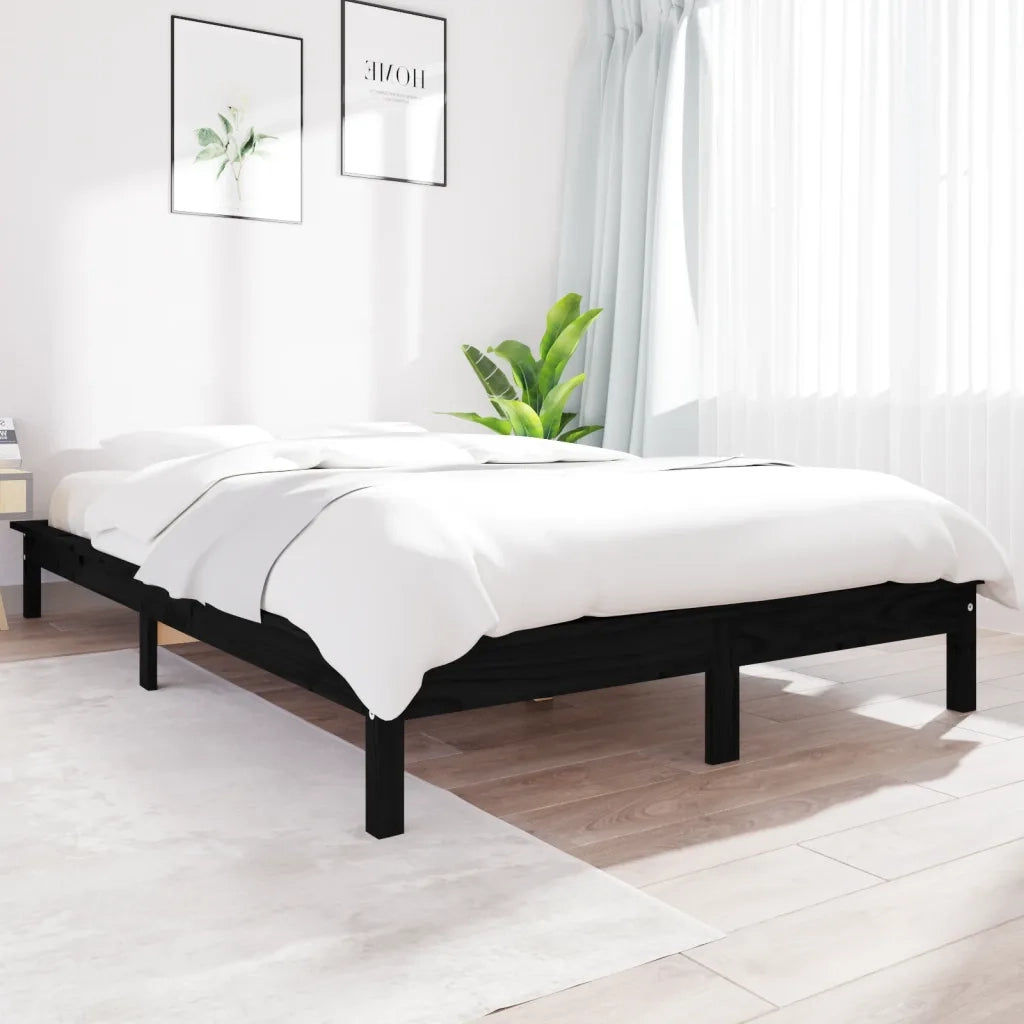 Giroletto Nero 180x200 cm Super King in Legno Massello di Pino 820560