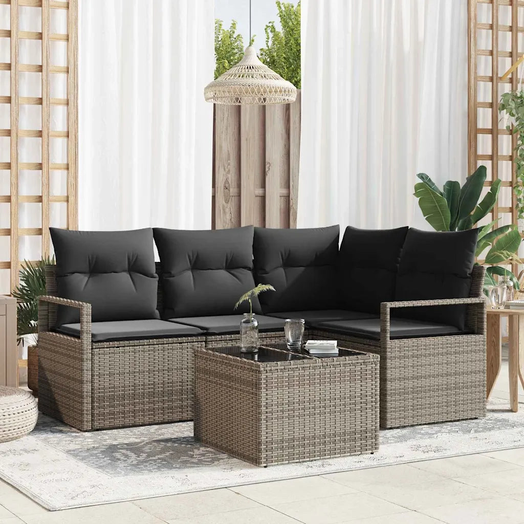 Set di divani con cuscino 5 pcs Grigio chiaro polyrattan 3355038