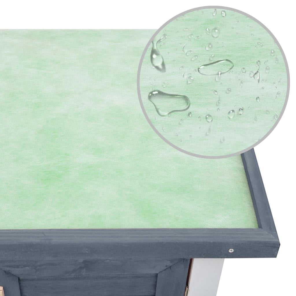 Conigliera da esterno con 4 porte 90 x 45 x 90 cm legno grigio 02_0000592