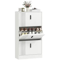 Scarpiera a 3 ante per 18 paia in legno 63 x 24 x 117 cm Bianco