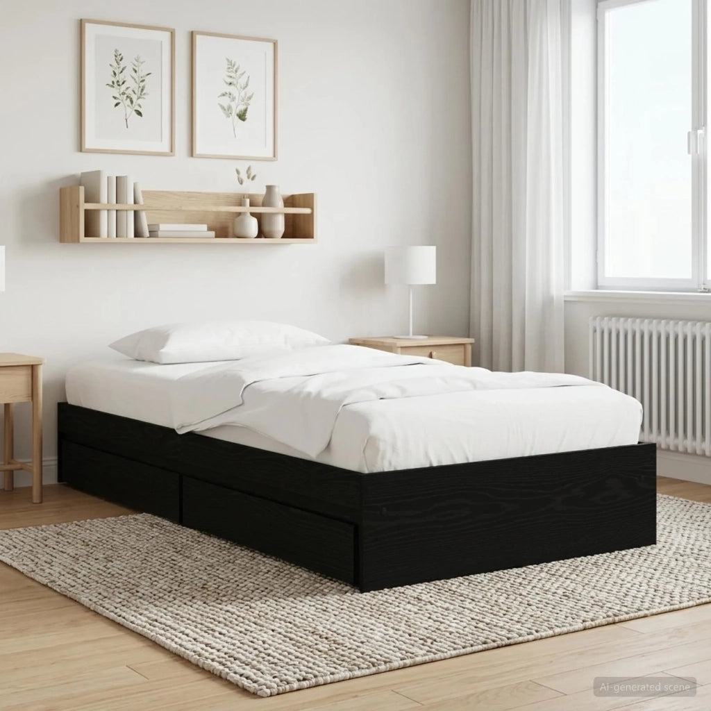 Telaio del letto con storage Rovere Nero 80 x 200 cm 3429595