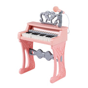 Mini tastiera pianoforte bambini 25 tasti sgabello leggio microfono elettrico-Tastiera musicale giocattolo 3+ anni natale compleanno Rosa