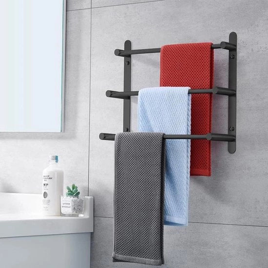 Supporto asciugamani 3 bracci in acciaio inossidabile 304 - ripiano asciugamani per bagno - fissaggio a parete per bagno e cucina