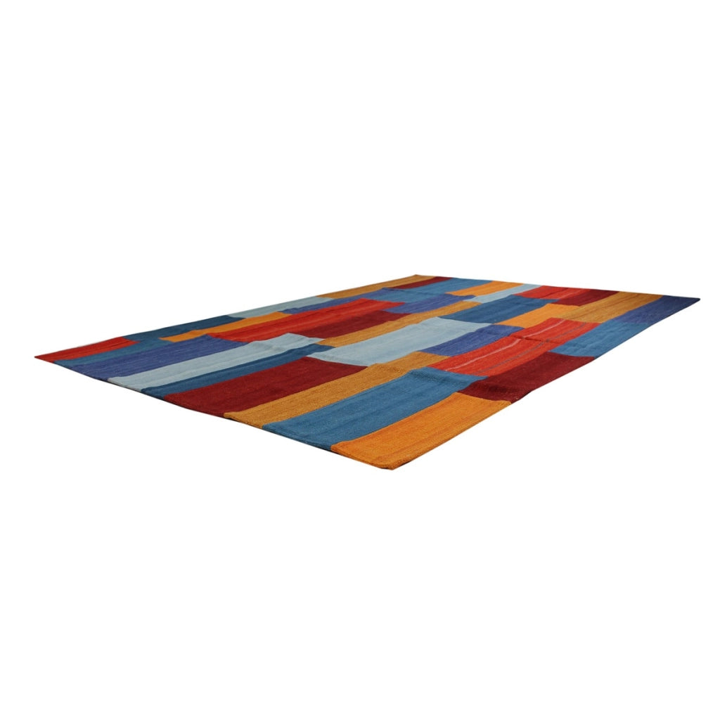 Tappeto Kilim Intenso 320 in Lana e Cotone Rosso Multicolor