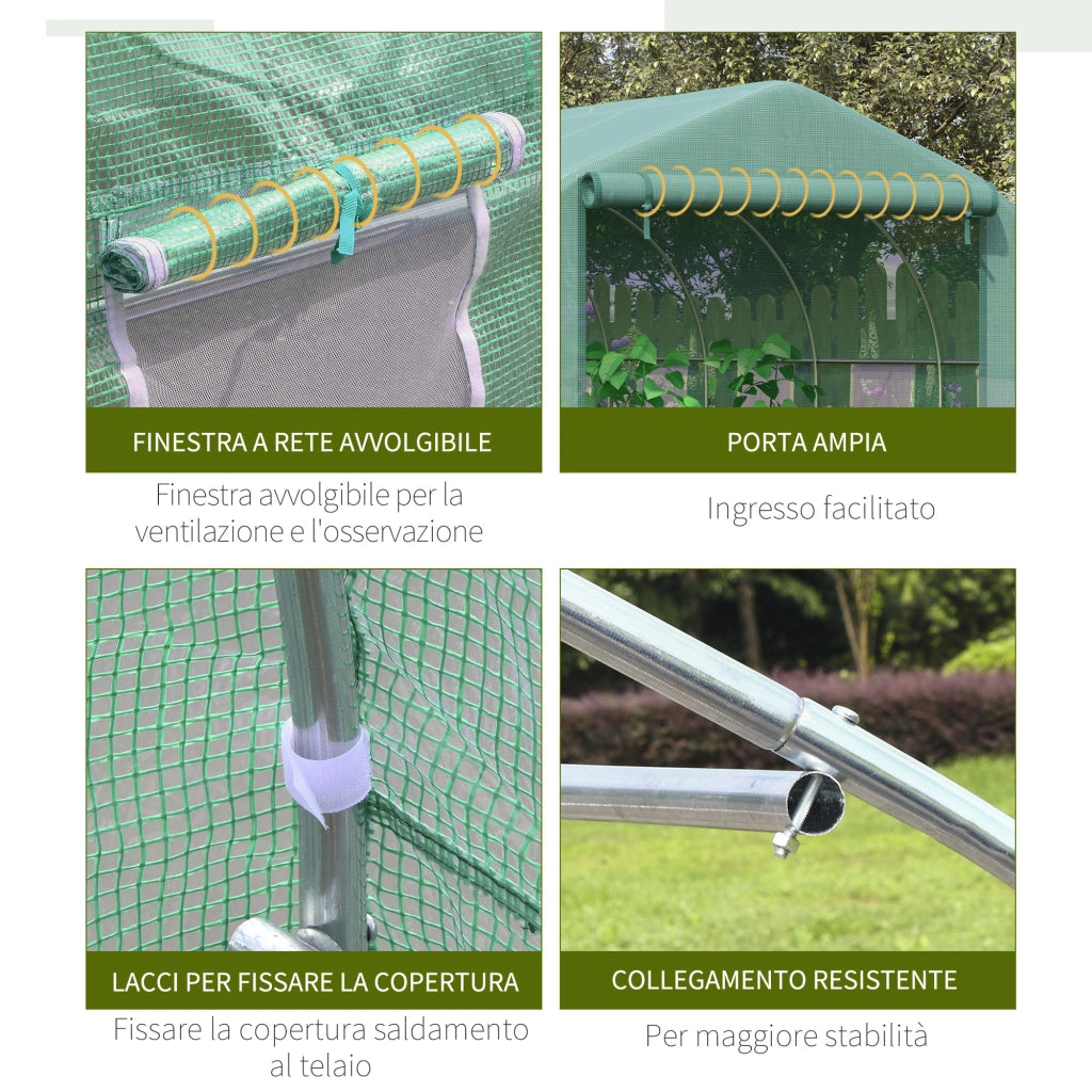 Serra da giardino in acciaio con copertura PE ¨C zephmum ¨C verde 3.5x3x2m