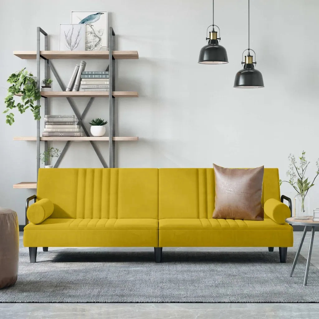 Divano letto | Sof¨¤ letto | Letto singolo con Braccioli Giallo in Velluto