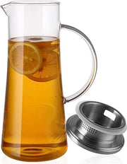 Caraffa a vetro con coperchio - ideale per bevande - 1,5 litri - vetro trasparente