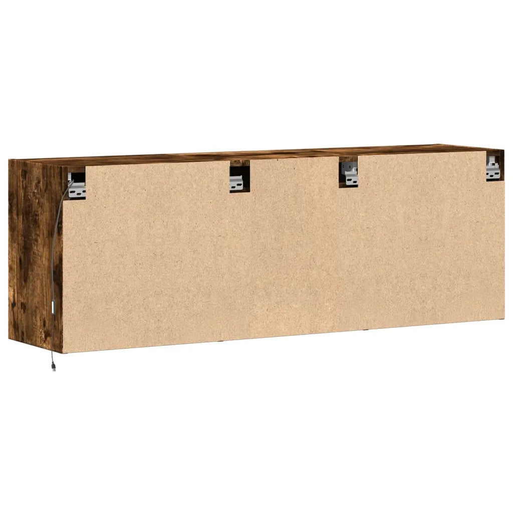 Mobile TV a Parete con Luci LED Rovere Fumo 130x31x45 cm 852303